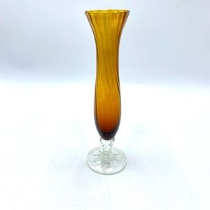 Vintage Emploli Style Amber Glass Bud Vase, Honey Gold Glass, Made in Italy
